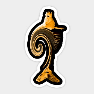 Curved Fish Yellow Sticker